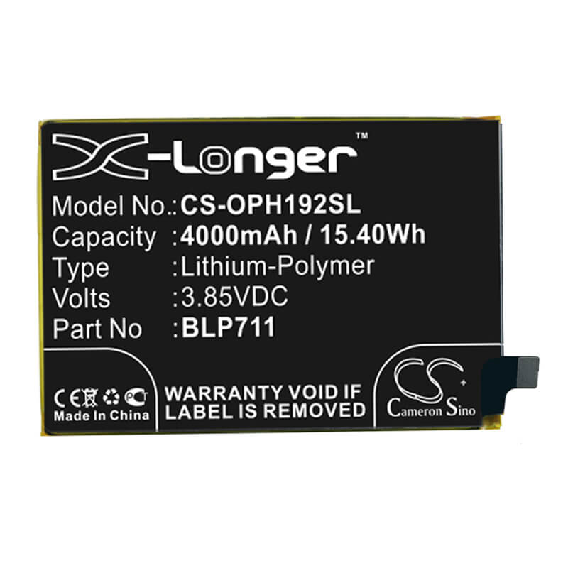 3.85V, 4000mAh, Li-Polymer Battery fits Oppo, 1923, A1k, 15.4Wh