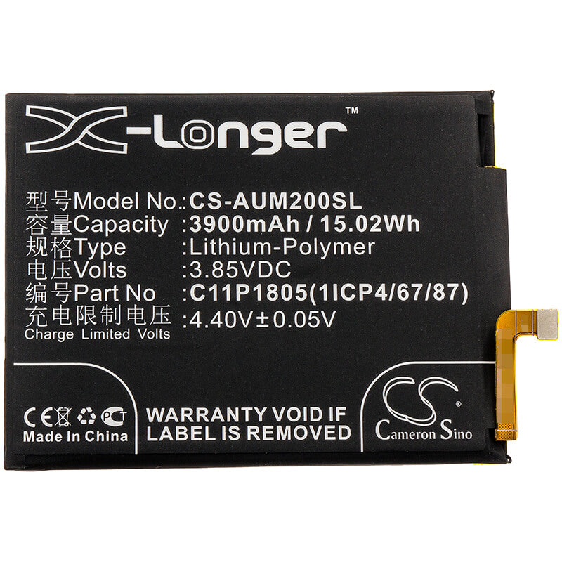 3.85V, 3900mAh, Li-Polymer Battery fits Asus, Zb633kl, Zenfone Max M2, 15.015Wh