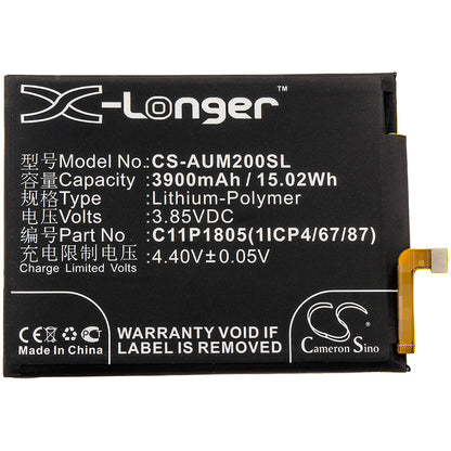 3.85V, 3900mAh, Li-Polymer Battery fits Asus, Zb633kl, Zenfone Max M2, 15.015Wh