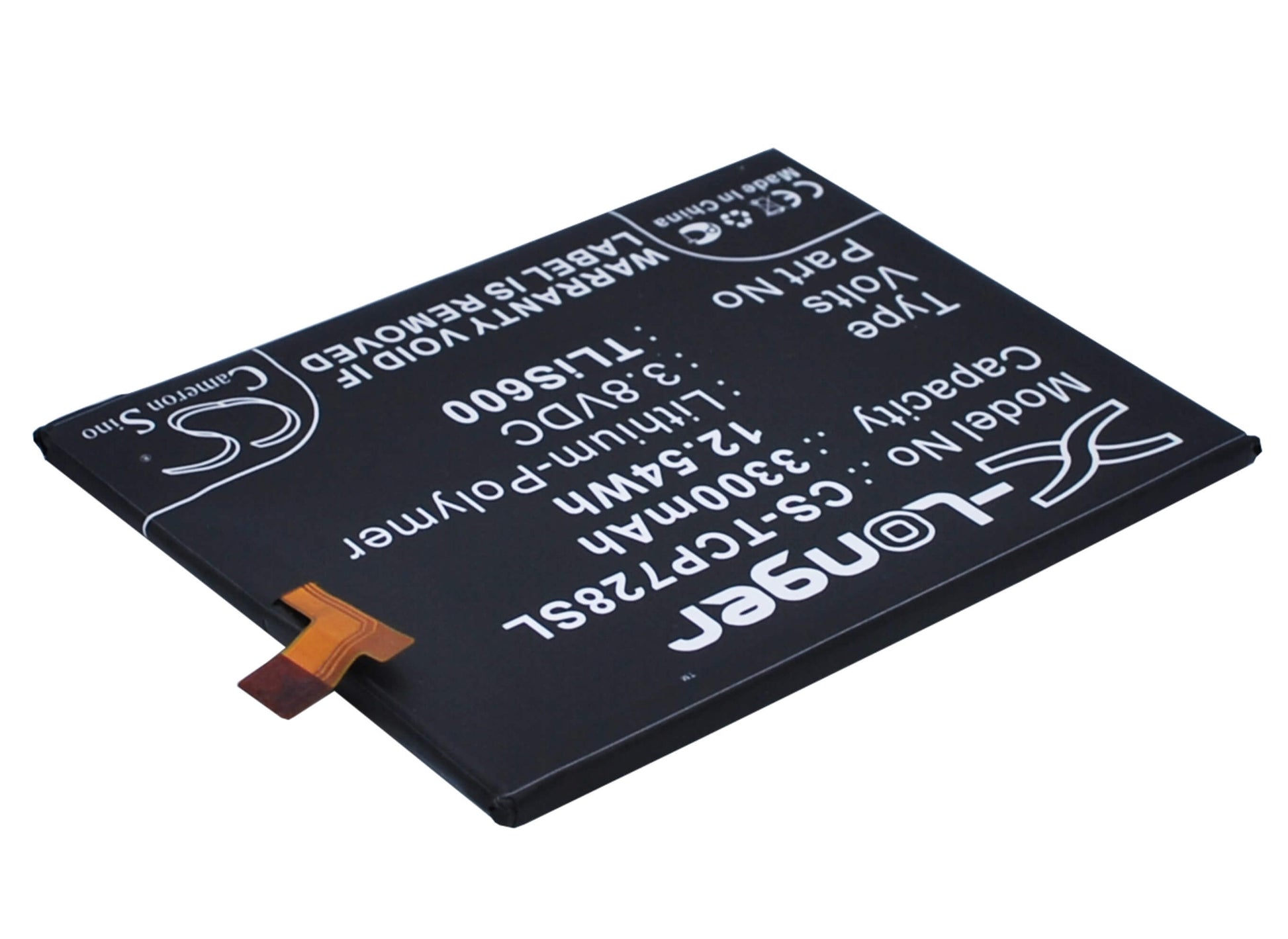 3.8V, 3300mAh, Li-Polymer Battery fits Alcatel, One Touch Flash Plus, Ot-7054, 12.54Wh