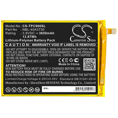 3.8V, 3650mAh, Li-Polymer Battery fits Neffos, C9, Tp707a, 13.87Wh