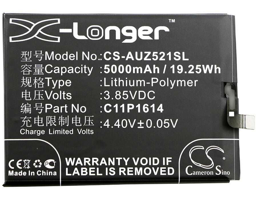 3.85V, 5000mAh, Li-Polymer Battery fits Asus, Zc521tl, Zenfone 3s Max, 19.25Wh