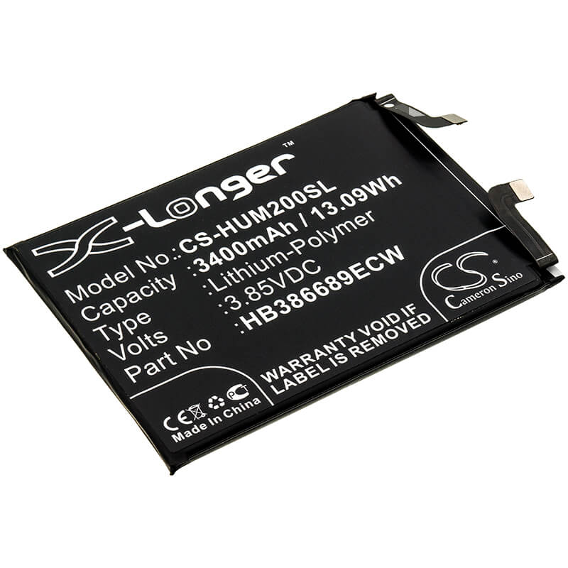 3.85V, 3400mAh, Li-Polymer Battery fits Huawei, Honor Magic 2, Tny-al00, 13.09Wh