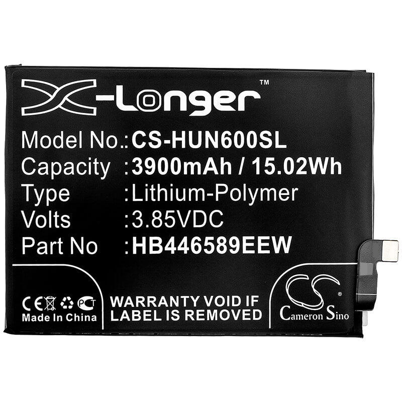 3.85V, 3900mAh, Li-Polymer Battery fits Huawei, Nova 6, Wlz-al10, 15.015Wh
