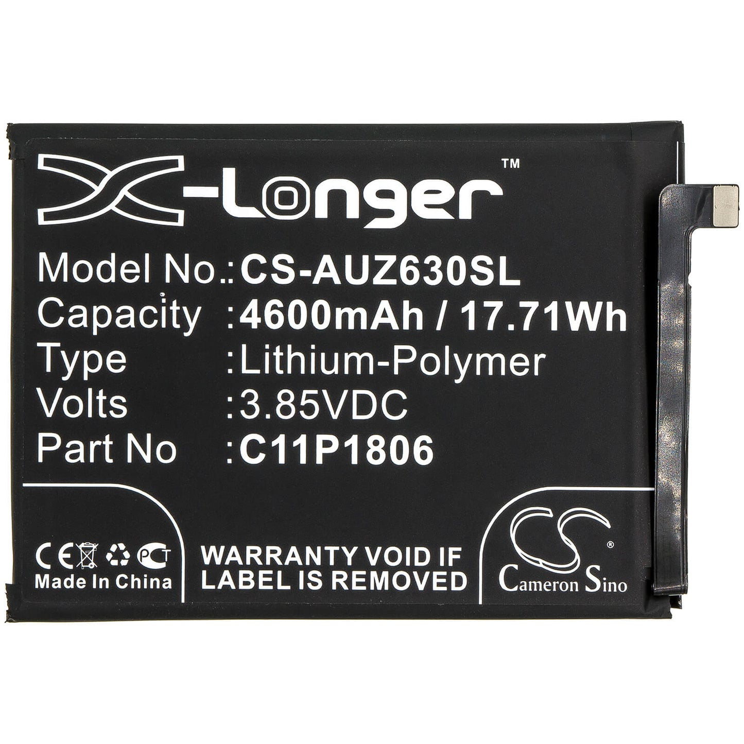 3.85V, 4600mAh, Li-Polymer Battery fits Asus, Zenfone 6 2019, Zenfone 6 2019 Dual Sim, 17.71Wh