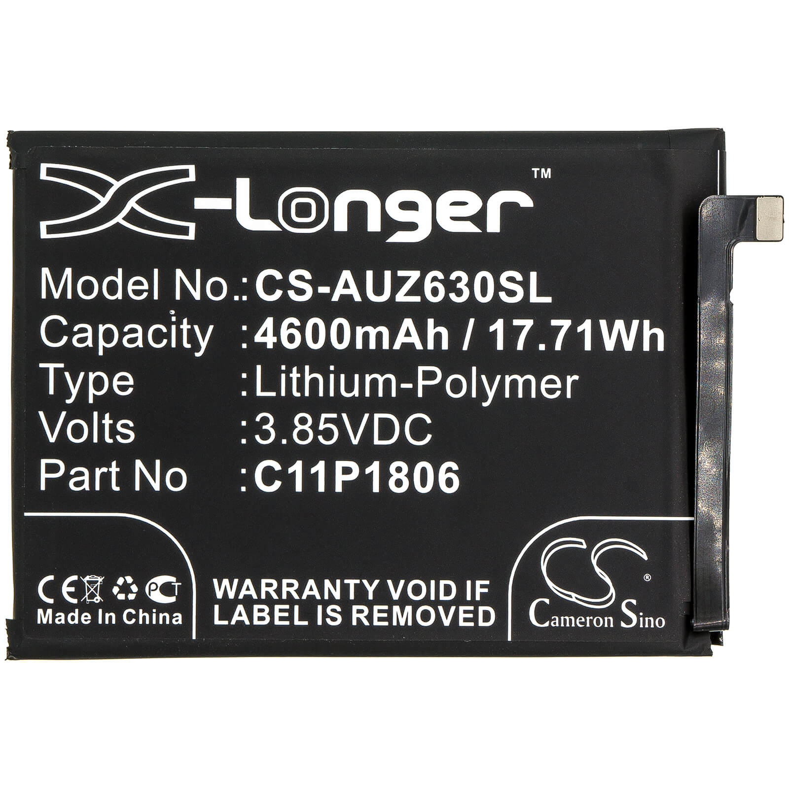 3.85V, 4600mAh, Li-Polymer Battery fits Asus, Zenfone 6 2019, Zenfone 6 2019 Dual Sim, 17.71Wh