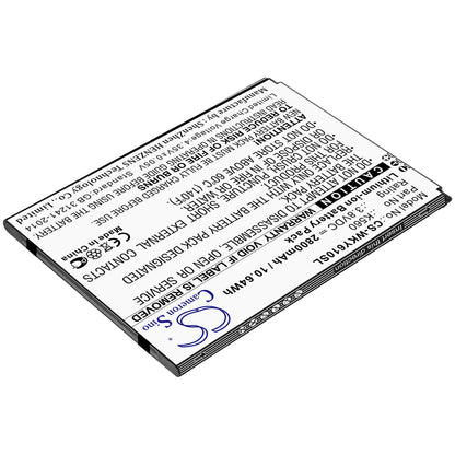 3.8V, 2800mAh, Li-ion Battery fits Wiko, W-k560, Y61, 10.64Wh