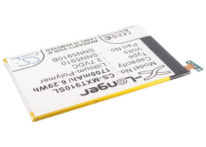 3.7V, 1700mAh, Li-Polymer Battery fits Motorola, Atrix Hd, Droid Razr, 6.29Wh