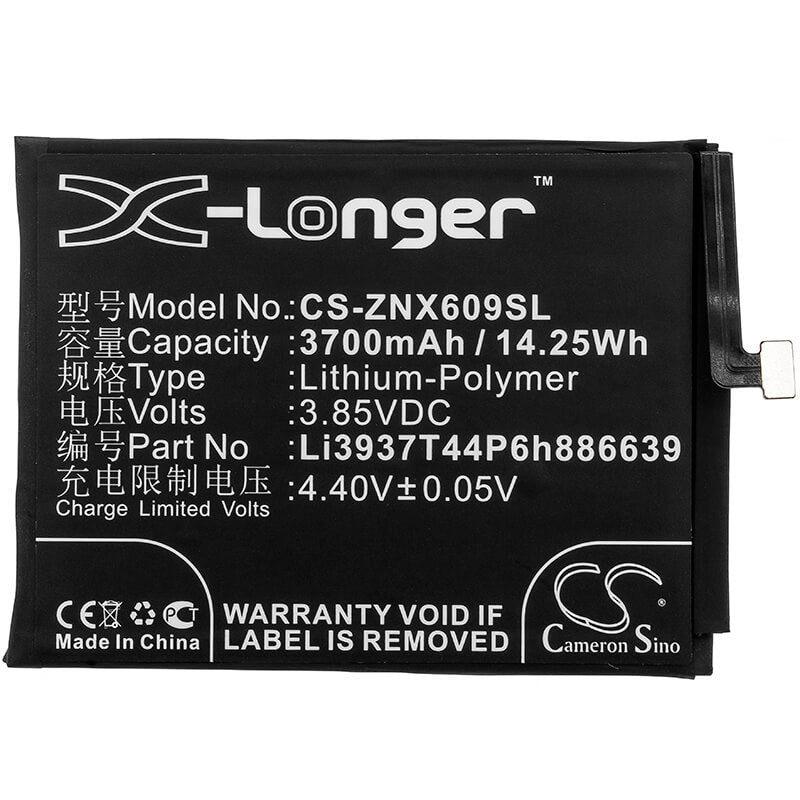 3.85V, 3700mAh, Li-Polymer Battery fits Zte, Nubia Red Magic, Nubia Red Magic Dual Sim, 14.245Wh