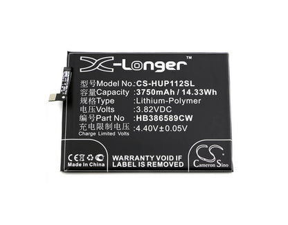 3.82V, 3750mAh, Li-Polymer Battery fits Huawei, Berkeley, Bkl-al00, 14.325Wh