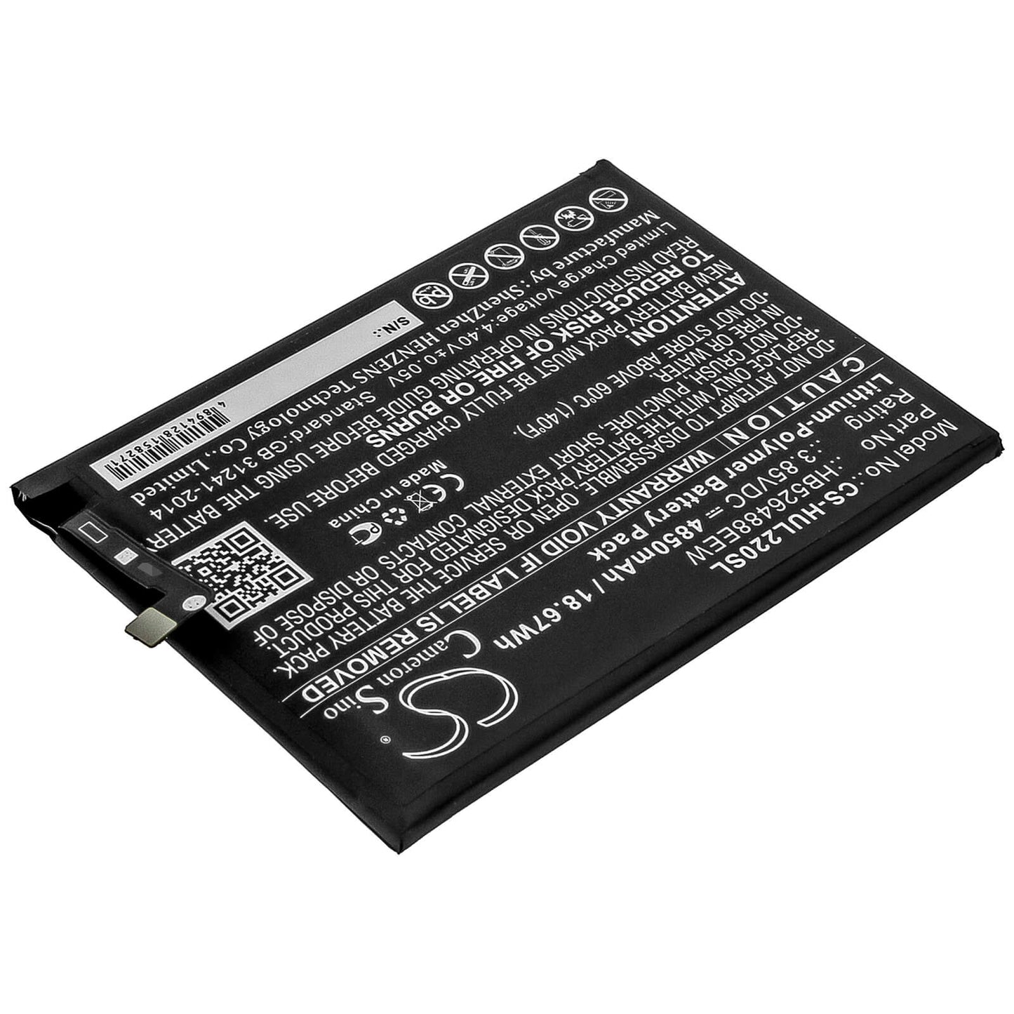 3.85V, 4850mAh, Li-Polymer Battery fits Huawei, Changxiang 20 Se, Dnn-l29, 18.6725Wh