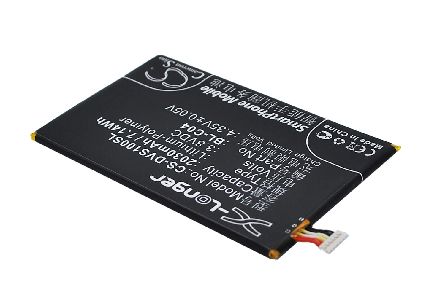 3.8V, 2030mAh, Li-Polymer Battery fits Doov, S2x, 7.714Wh