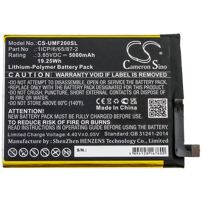 3.85V, 5000mAh, Li-Polymer Battery fits Umi, Umidigi F2, 19.25Wh