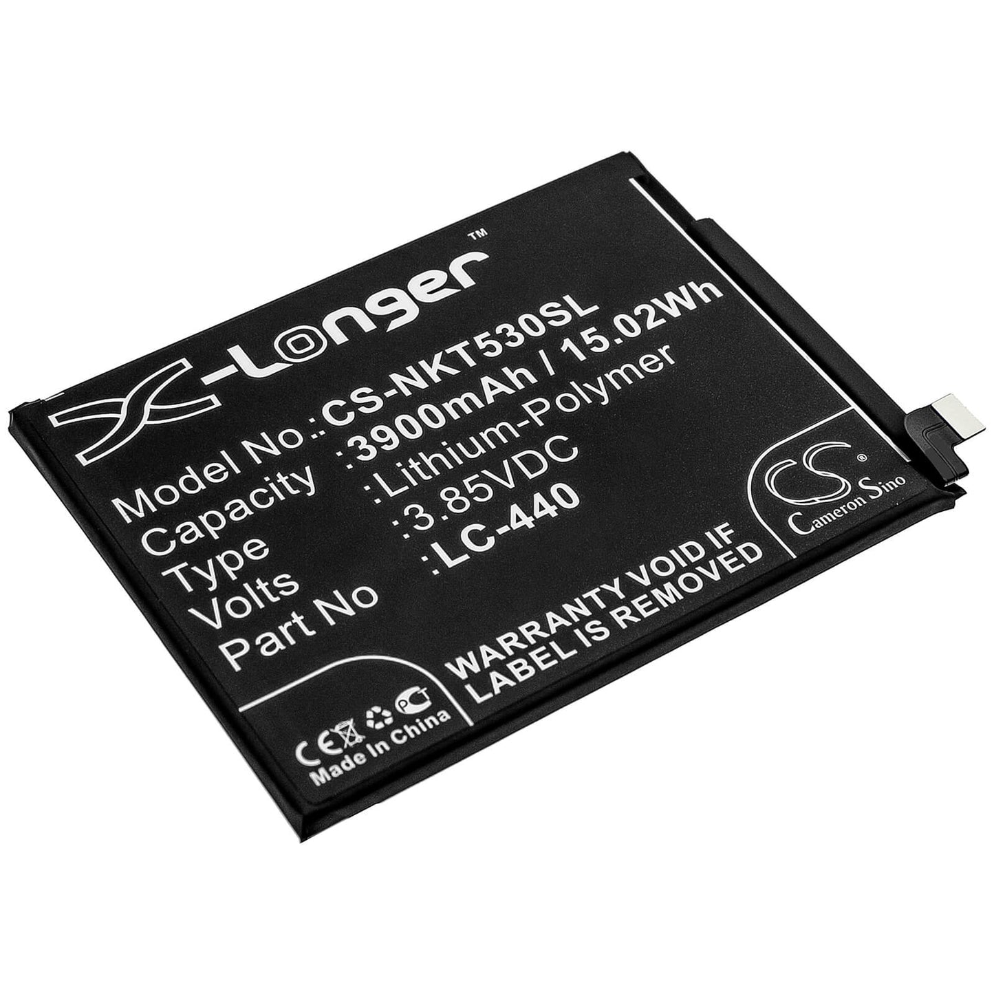 3.85V, 3900mAh, Li-Polymer Battery fits Nokia, Nokia 5.3, Ta-1234, 15.015Wh