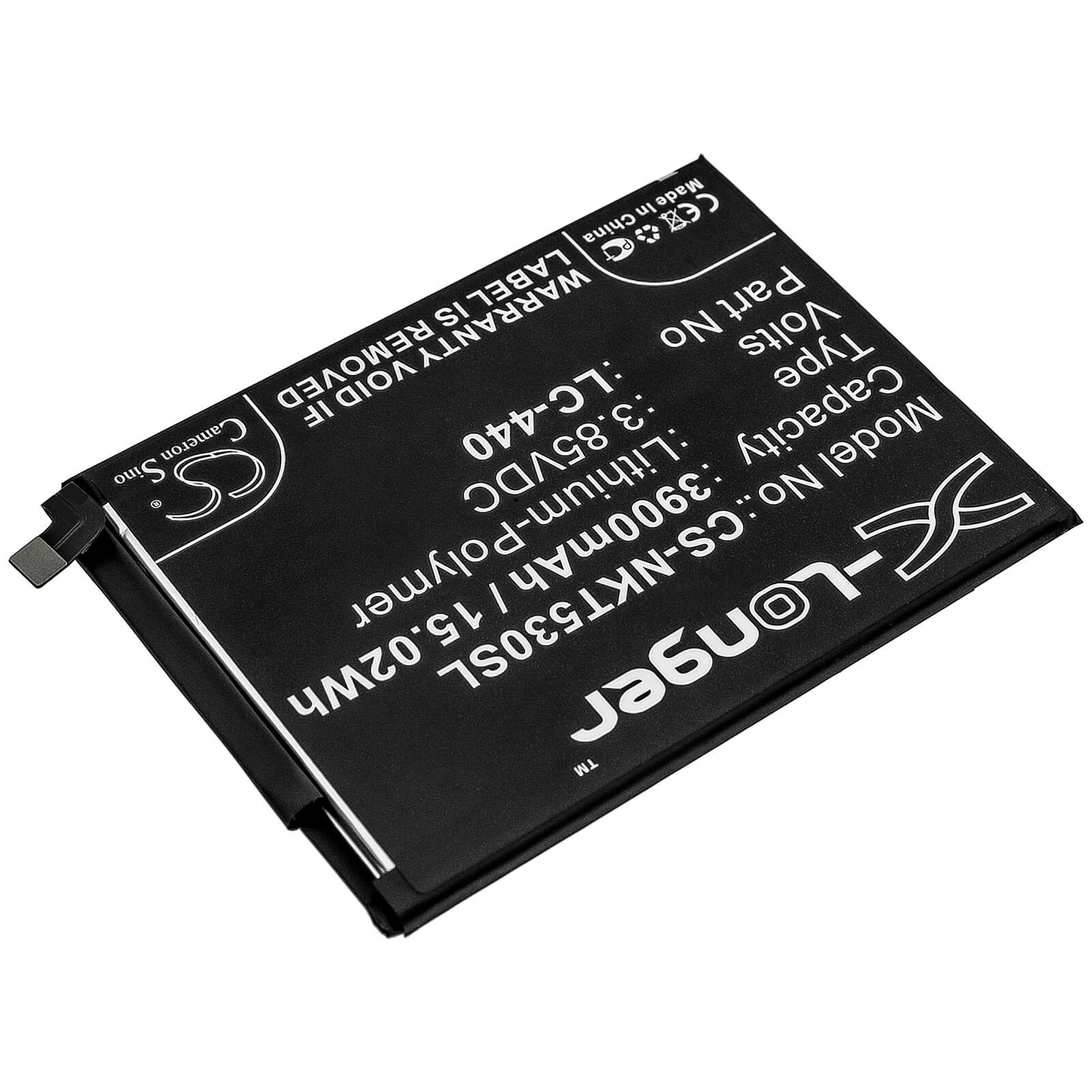 3.85V, 3900mAh, Li-Polymer Battery fits Nokia, Nokia 5.3, Ta-1234, 15.015Wh