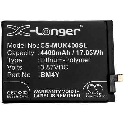 3.87V, 4400mAh, Li-Polymer Battery fits Redmi, K40 5g, K40 Pro 5g, 17.028Wh