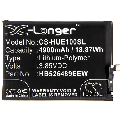 3.85V, 4900mAh, Li-Polymer Battery fits Huawei, Changwan 9a, Changxiang 10e, 18.865Wh