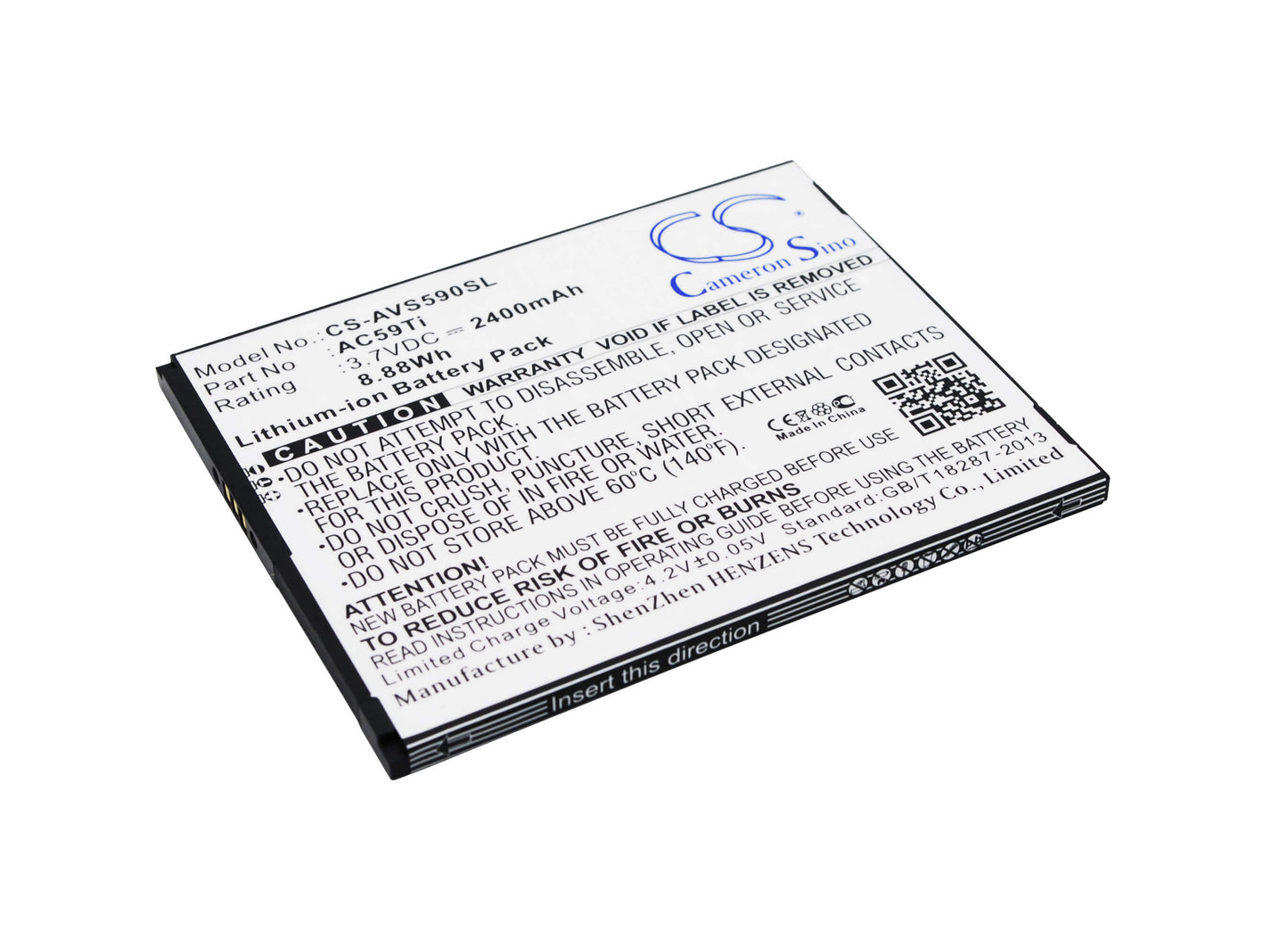 3.7V, 2400mAh, Li-ion Battery fits Archos, 59 Titanium, A59 Titanium, 8.88Wh