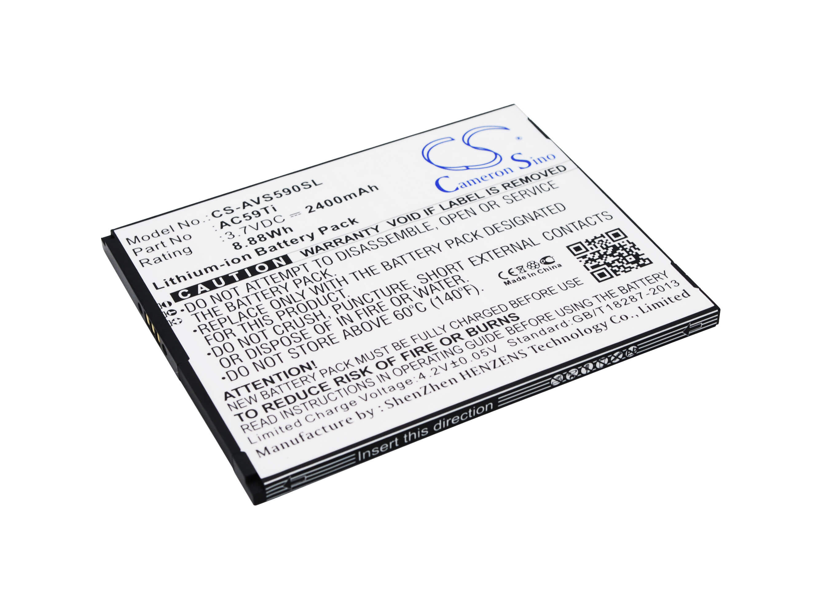 3.7V, 2400mAh, Li-ion Battery fits Archos, 59 Titanium, A59 Titanium, 8.88Wh