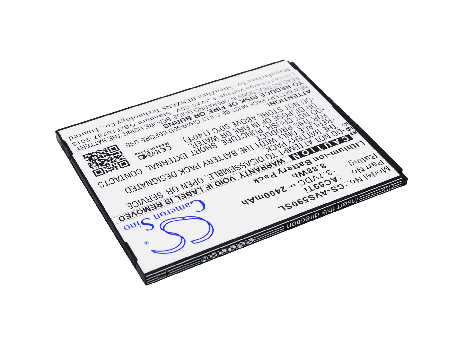 3.7V, 2400mAh, Li-ion Battery fits Archos, 59 Titanium, A59 Titanium, 8.88Wh