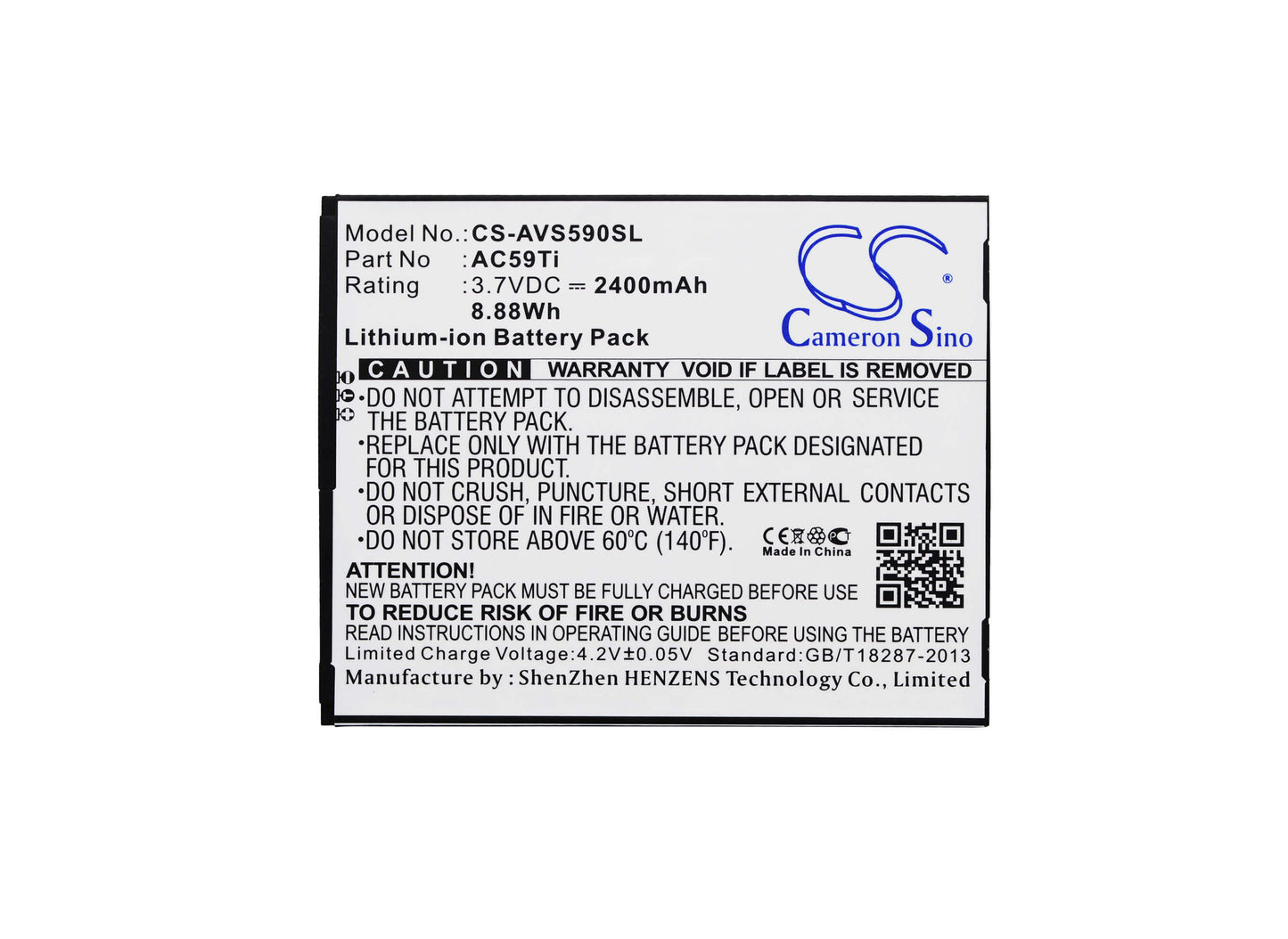 3.7V, 2400mAh, Li-ion Battery fits Archos, 59 Titanium, A59 Titanium, 8.88Wh
