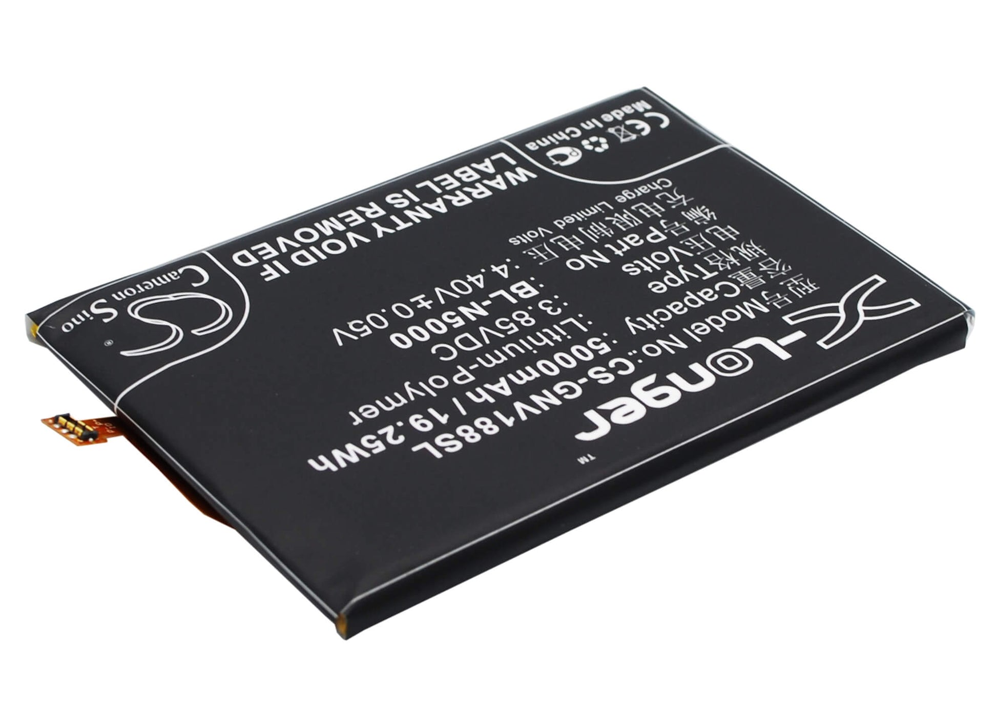 3.85V, 5000mAh, Li-Polymer Battery fits Gionee, V188, V188s, 19.25Wh