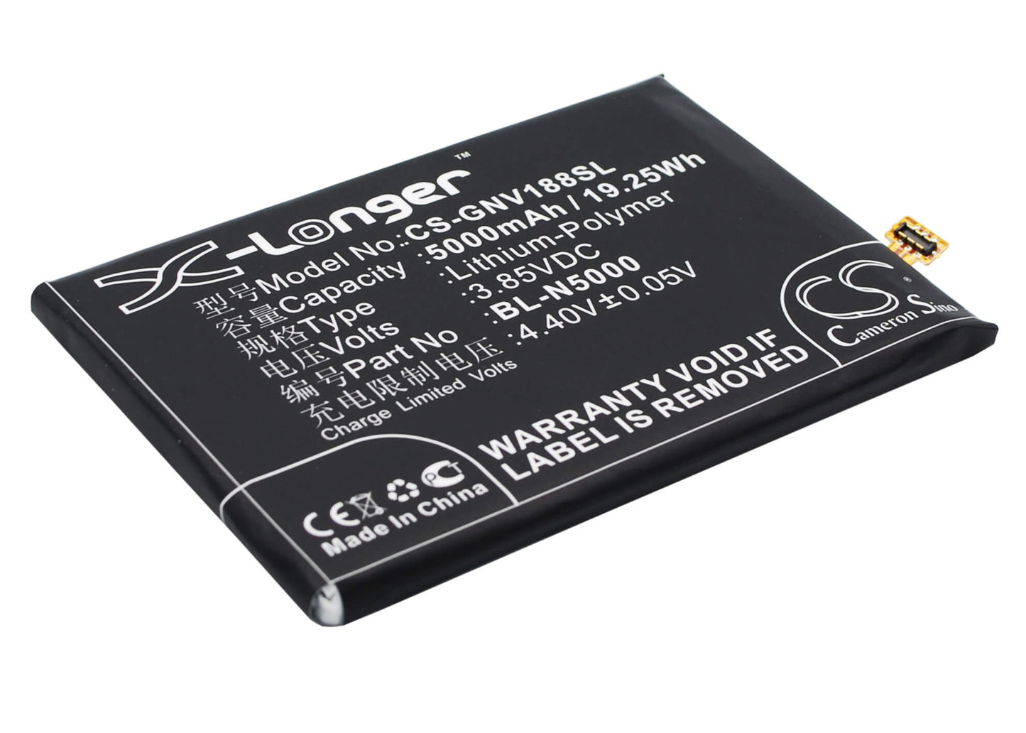 3.85V, 5000mAh, Li-Polymer Battery fits Gionee, V188, V188s, 19.25Wh