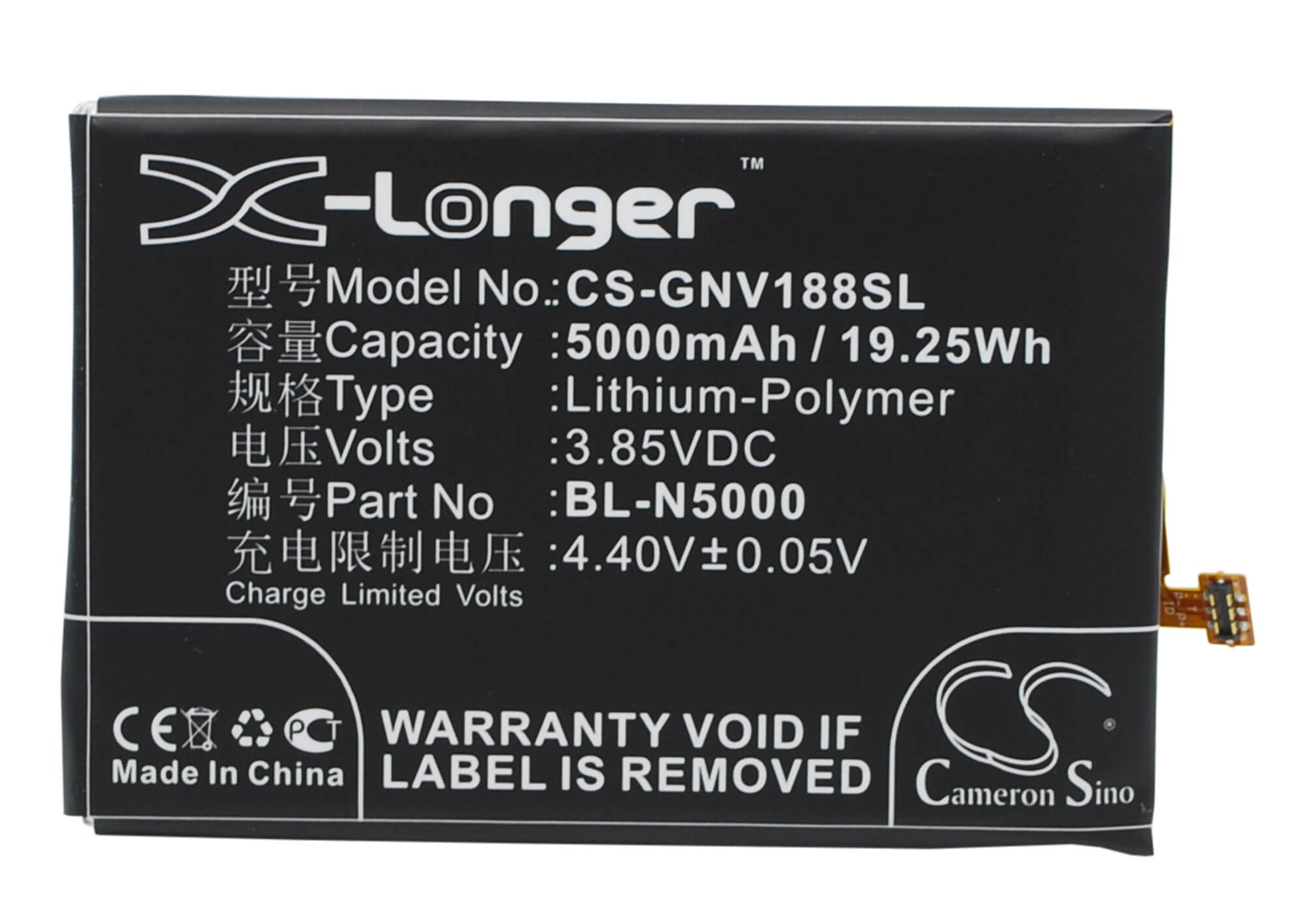 3.85V, 5000mAh, Li-Polymer Battery fits Blu, D810, D810u, 19.25Wh