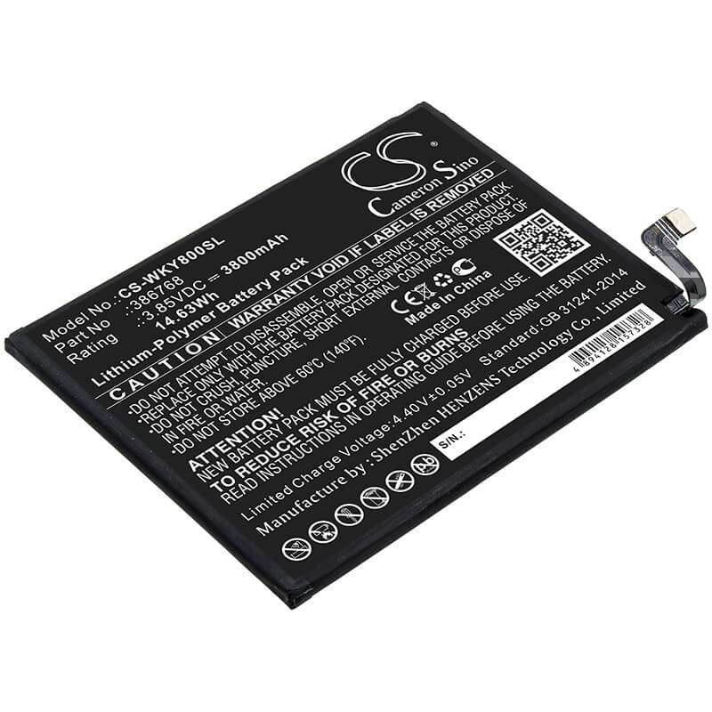 3.85V, 3800mAh, Li-Polymer Battery fits Wiko, W-v720, Y80, 14.63Wh