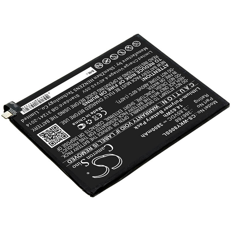 3.85V, 3800mAh, Li-Polymer Battery fits Wiko, W-v720, Y80, 14.63Wh