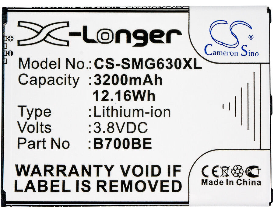 3.8V, 3200mAh, Li-ion Battery fits Samsung, Galaxy Mega 6.3, Galaxy Mega 6.3 Duos, 12.16Wh