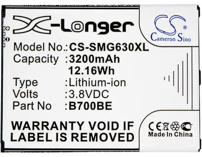 3.8V, 3200mAh, Li-ion Battery fits Samsung, Galaxy Mega 6.3, Galaxy Mega 6.3 Duos, 12.16Wh