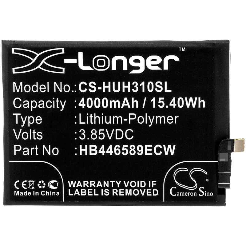 3.85V, 4000mAh, Li-Polymer Battery fits Huawei, Honor View 30 Pro, Honor View 30 Pro 5g, 15.4Wh
