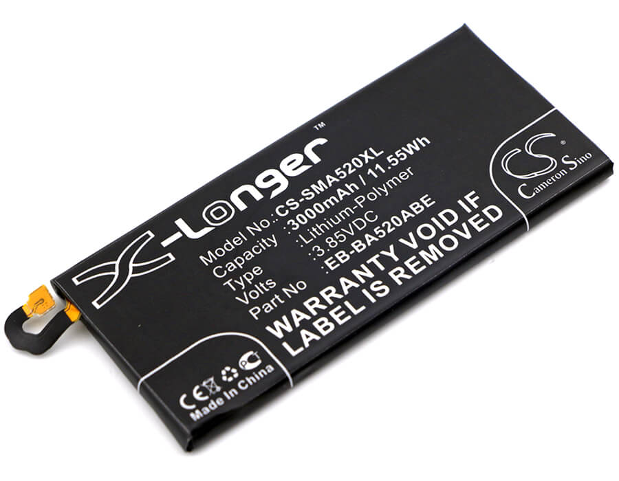 3.85V, 3000mAh, Li-Polymer Battery fits Samsung, Galaxy A5 2017, Sm-a520f, 11.55Wh