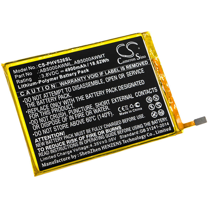 3.8V, 4900mAh, Li-Polymer Battery fits Philips, Ctv526, V526, 18.62Wh