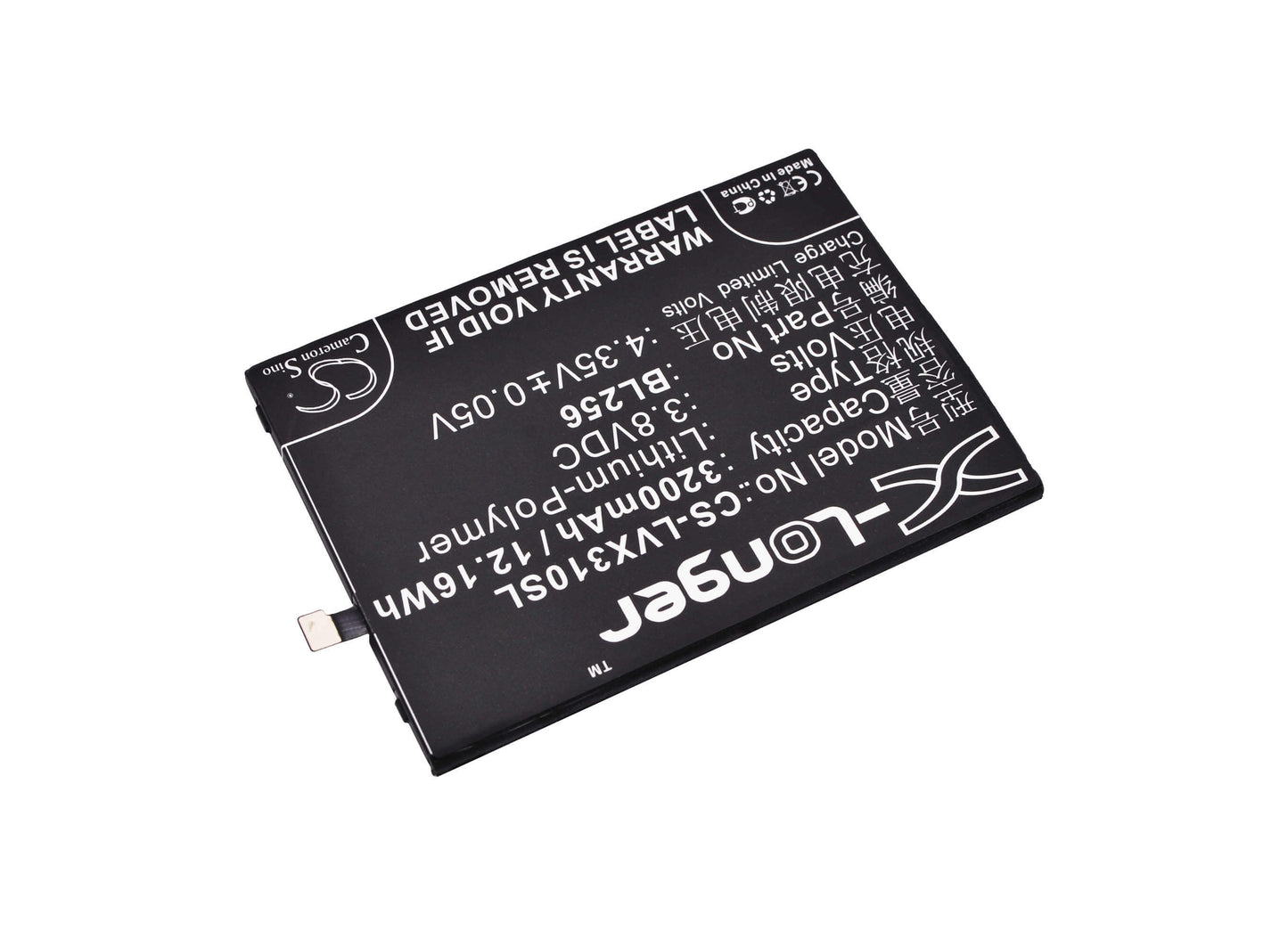 3.8V, 3200mAh, Li-Polymer Battery fits Lenovo, A7010a48, A7010-a48, 12.16Wh