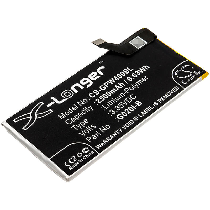 3.85V, 2500mAh, Li-Polymer Battery fits Google, G020m, Pixel 4, 9.625Wh
