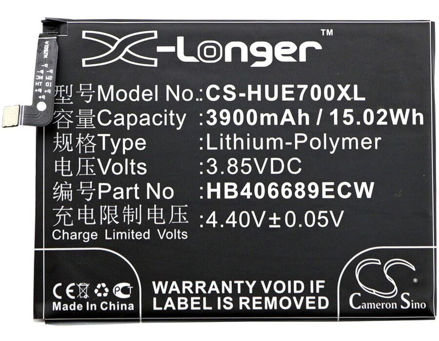 3.85V, 3900mAh, Li-Polymer Battery fits Huawei, Ascend Xt2, Dub-l21, 15.015Wh