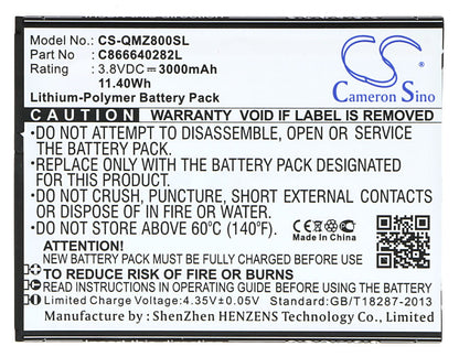 3.8V, 3000mAh, Li-Polymer Battery fits Blu, D690u, L050, 11.4Wh