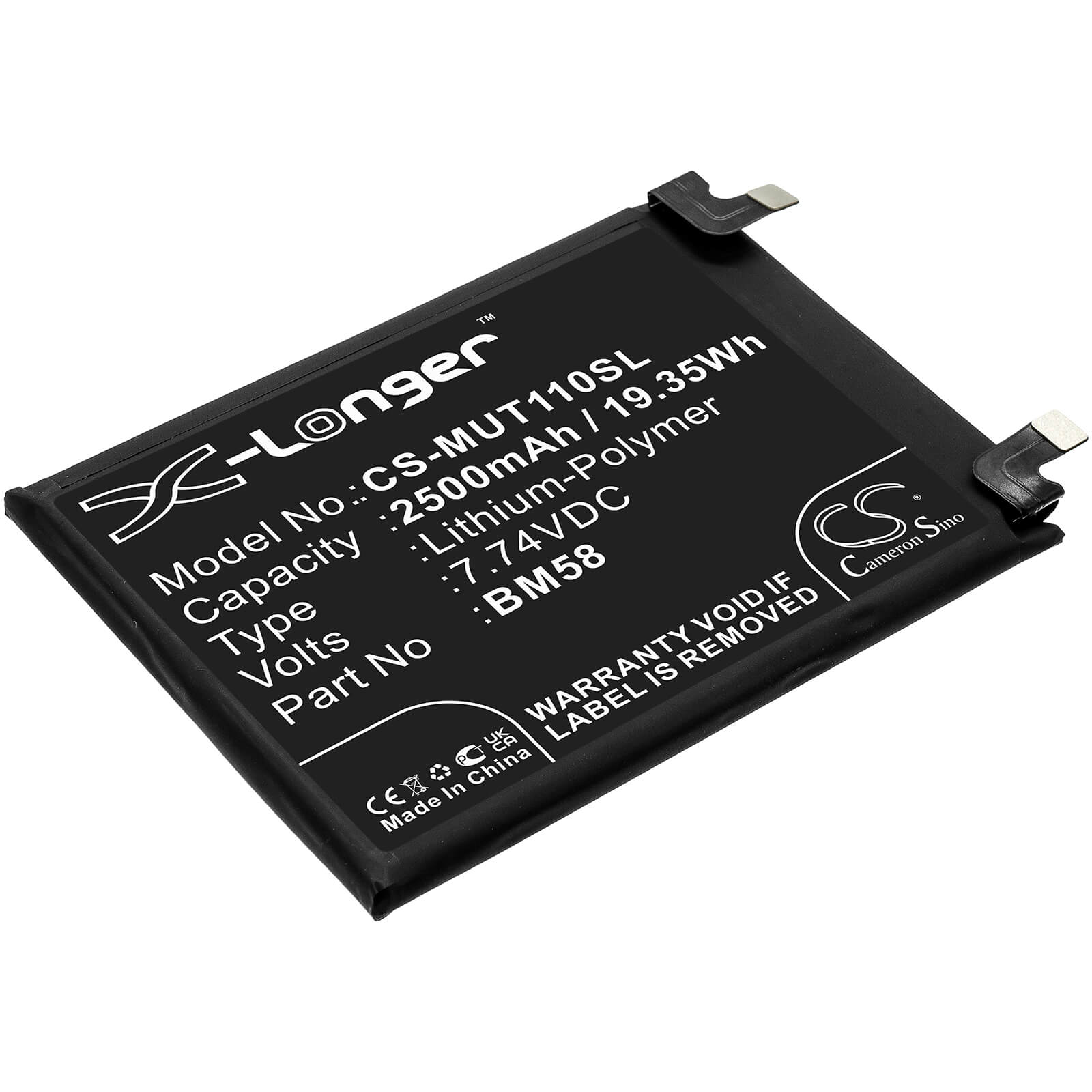 7.74V, 2500mAh, Li-Polymer Battery fits Xiaomi, 2107113sg, Mi 11t Pro 5g, 19.35Wh