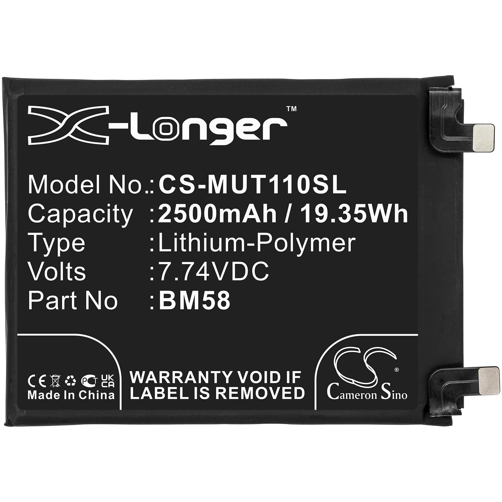 7.74V, 2500mAh, Li-Polymer Battery fits Xiaomi, 2107113sg, Mi 11t Pro 5g, 19.35Wh