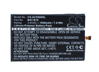 3.8V, 1950mAh, Li-Polymer Battery fits Acer, Liquid Jade, Liquid Jadeplus, 7.41Wh