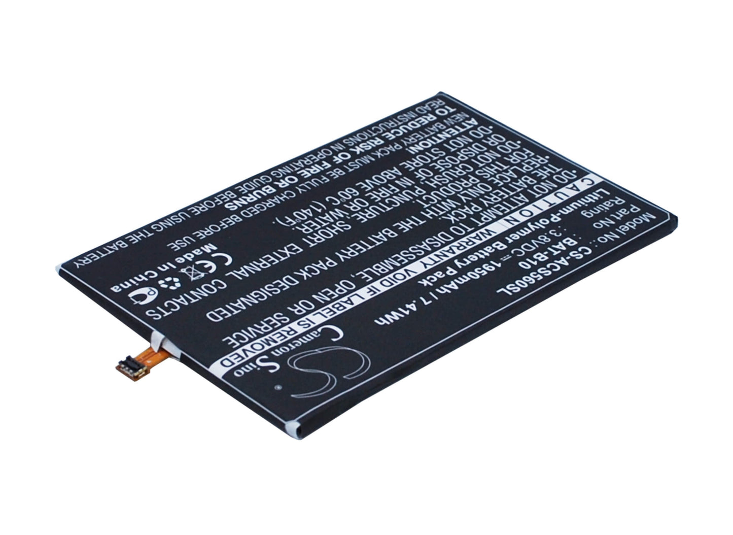 3.8V, 1950mAh, Li-Polymer Battery fits Acer, Liquid Jade, Liquid Jadeplus, 7.41Wh