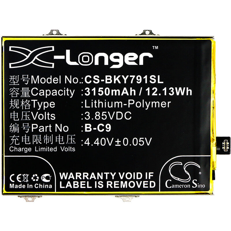 3.85V, 3150mAh, Li-Polymer Battery fits Bbk, Vivo Y79, Vivo Y79 Dual Sim, 12.1275Wh
