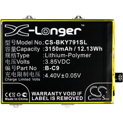 3.85V, 3150mAh, Li-Polymer Battery fits Vivo, Y79, Y79 Dual Sim, 12.1275Wh