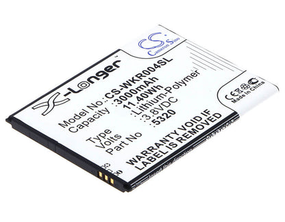 3.8V, 3000mAh, Li-Polymer Battery fits Wiko, Ridge Fab, Ridge Fab 4g, 11.4Wh