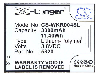 3.8V, 3000mAh, Li-Polymer Battery fits Wiko, Ridge Fab, Ridge Fab 4g, 11.4Wh