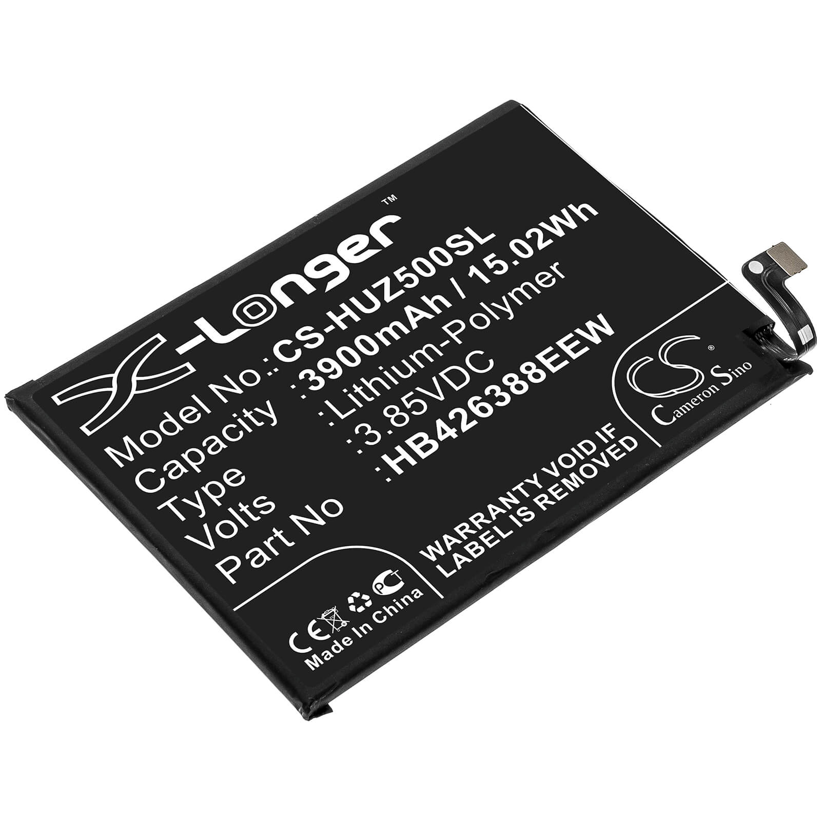 3.85V, 3900mAh, Li-Polymer Battery fits Huawei, Changxiang 20 Pro, Dvc-an00, 15.015Wh