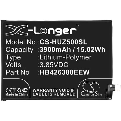 3.85V, 3900mAh, Li-Polymer Battery fits Huawei, Changxiang 20 Pro, Dvc-an00, 15.015Wh