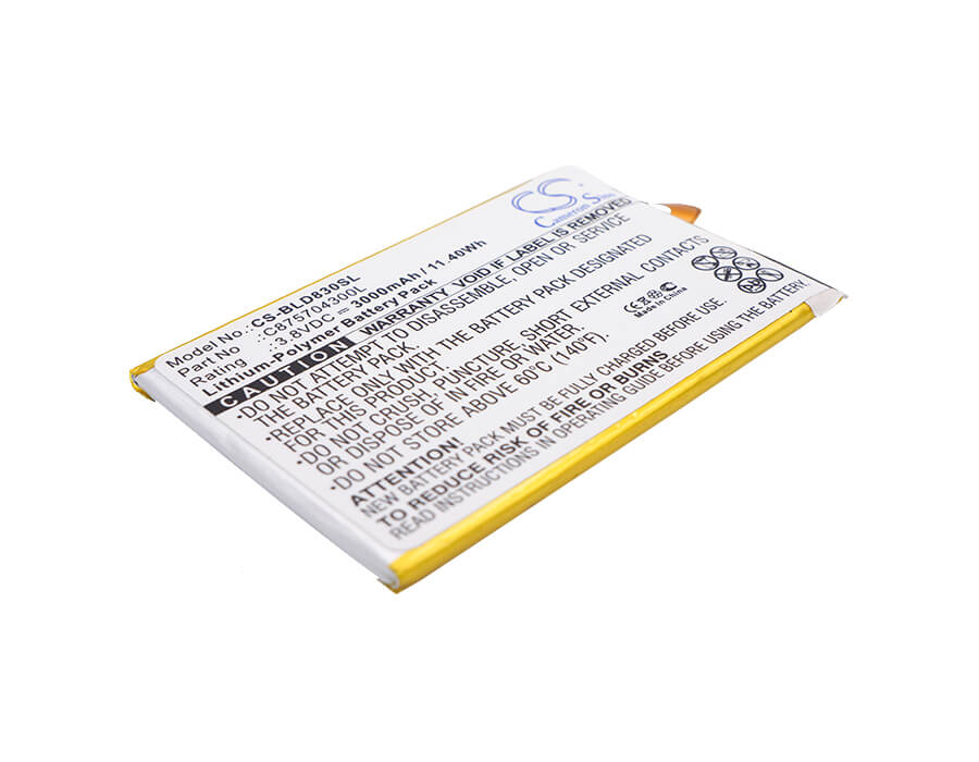 3.8V, 3000mAh, Li-Polymer Battery fits Blu, D830, D830u, 11.4Wh
